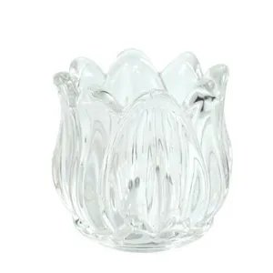 Clear Glass Crystal Tulip Flower Candle Candlestick Holder para casamento Prop Flower Decoração Home Furnishing