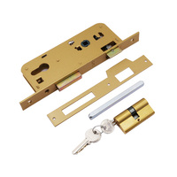 Serrure de porte d'entrée principale de luxe classique à cylindre mécanique haute sécurité avec poignée, ensemble de serrures pour porte extérieure en bois