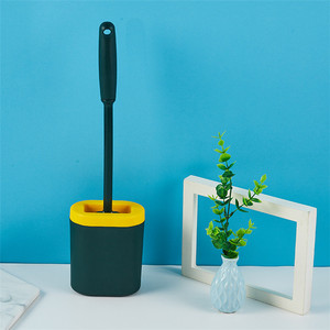 Household Cleaning Plastic Flex Toilet Brush Flat Silicone Toilet Brush With Holder Set
