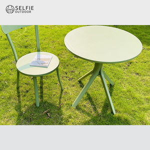 ชุดโต๊ะอาหารอลูมิเนียมสไตล์โมเดิร์น พร้อมโต๊ะจัดเลี้ยงและเก้าอี้แบบซ้อนได้ ยี่ห้อ Selfie สำหรับใช้งานกลางแจ้ง โรงเรียน และคลังสินค้า - Product Image 1