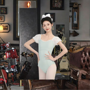 Traje <span class=keywords><strong>de</strong></span> Baile Clásico para Mujer, <span class=keywords><strong>de</strong></span> Manga Corta, para Entrenamiento <span class=keywords><strong>de</strong></span> <span class=keywords><strong>Ballet</strong></span> y Gimnasia, <span class=keywords><strong>de</strong></span> Spandex, con Mangas Abullonadas, para Adultos - Product Image 3