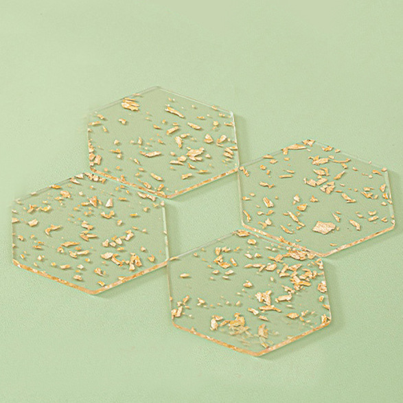 Gold foil hexagonal acrylic coaster