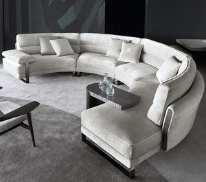 Canapé sectionnel en cuir au design moderne italien personnalisé haut de gamme pour villa canapés <span class=keywords><strong>demi</strong></span>-cercle canapé <span class=keywords><strong>demi</strong></span>-lune d'angle incurvé - Product Image 2