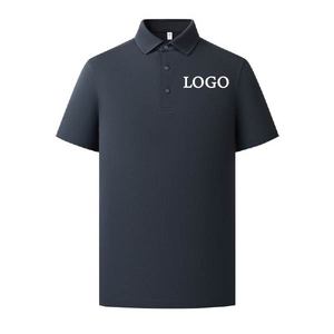 เสื้อโปโลแขนสั้นผ้าคอตตอนไอซ์ซิลค์ 195 กรัม คอปกถักแบบเรียบ สีตัดกัน  ไม่มีตะเข็บ  สไตล์ลำลอง  ใส่ได้ทั้งชายและหญิง  พร้อมปักโลโก้ตามสั่ง - Product Image 1