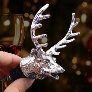 Tùy Chỉnh Biểu Tượng Thủ Công Màu Sắc Động Vật Xmas Giáng Sinh Món Quà Cưới Trang Trí Kim Loại Deer Head Rượu Vang Pourer Chai Stopper/Whiskey Nút Chai - Product Image 3
