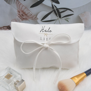 Recyclable Custom Logo Printed Cotton Twill <b>Envelop</b> Bag <b>White</b> Small Size for Cosmetic Make up Shopping Gift Cloth Dust Pouch - Product Image 3