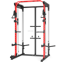 Station de musculation compacte à charge par plaques pour entraînement fonctionnel, avec fonctions Crossover, Lat Pulldown et Rameur bas, équipement de gym à domicile