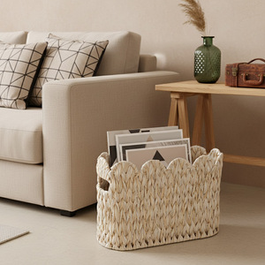 Cesta de almacenamiento tejida Bobai, rectangular, blanca y gris, hecha a mano, para baño, organizador de papel higiénico - Product Image 3