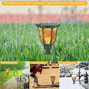 96 led không thấm nước nhấp nháy vườn cỏ đèn trang trí ngoài trời đèn năng lượng mặt trời ngọn lửa ngọn đuốc đèn cho sân đường phố pathway patio - Product Image 5