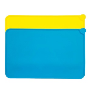 Silicone Pet Placemat Square Waterproof Non Slip Leak Proof Food Grade For Cats And Dogs Yellow <b>Peacock</b> Blue - Product Image 1