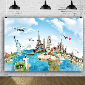 Carte de la terre dans le monde entier Continent célèbre repère paysage <span class=keywords><strong>photographie</strong></span> arrière-plan autour de bébé bébé adulte Portrait photomaton - Product Image 5