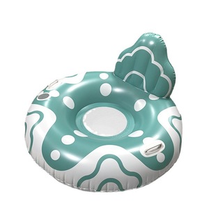 Mon fauteuil flottant gonflable 120 cm vert et blanc à motifs, siège de piscine pour adulte, bouée aquatique, transat de bain de soleil - Product Image 3