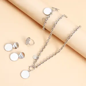 2024 Big Mirror Polished round O Shape Link Chain Bracelet Couple Jewelry with Engraved Word Fashion Necklaces