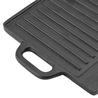 Double Grill à design réversible en fonte, 50cm, poêle à frire antiadhésive, poêle à brochettes
