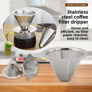 Filtre à <span class=keywords><strong>café</strong></span> conique pour infusion, ensemble d'outils pour préparation sans filtre - Maille fine en métal, design rétro/minimaliste, pour la maison/le <span class=keywords><strong>café</strong></span> - Product Image 4