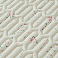 3Pcs Quilt Set Twin Queen size Beige Floral Reversible Bedspread Coverlet Set Soft Lightweight Bed Cover (1Quilt + 2Pillow shams)