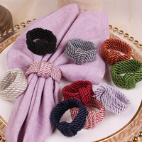 Rond de serviette en corde fait à la main anneau de porte-serviette tissé en matériau naturel bohème pour décor de table de dîner, mariage, banquet, fête