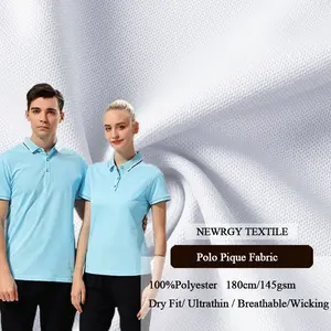 Çin kumaş üretimi çevre dostu 150GSM Polo gömlekler 100 Polyester örme kuru Fit spor PK interlok örgü