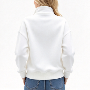 Sweat-shirt à demi-zip ample et épais en molleton de coton doux pour femme, avec poche kangourou - Product Image 4
