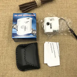 مكبر مجوهرات محمول صغير رقم 9592 أبيض اللون بحجم 60x مع ضوء LED وأشعة فوق بنفسجية وحزام تعليق - Product Image 4