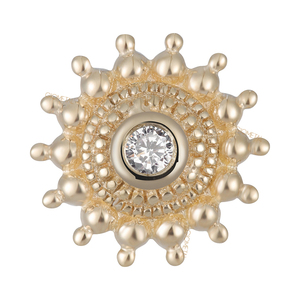 Giometal - Pendientes de Oro Sólido de 14K con Cuentas <span class=keywords><strong>en</strong></span> <span class=keywords><strong>Espiral</strong></span> y Centro de Piedra, Joyería Corporal con Concha Superior, Piercing, Extremos Sin Rosca - Product Image 2