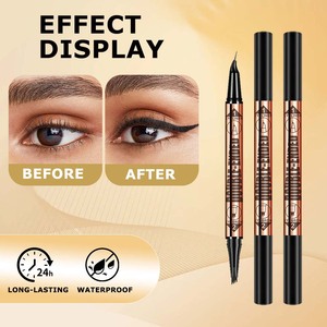 Crayon double embout pour sourcils et eye-liner, longue tenue, waterproof, séchage rapide, noir brun naturel, fini mat, marque privée - Product Image 2