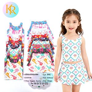 Completo Sportivo Casual Kerui a 2 Pezzi con Gonna per Bambine, Abbigliamento da Yoga con Motivo Floreale, Outfit da Palestra per Bambini - Product Image 1