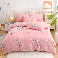 Parure de lit 4 pièces en polyester rafraîchissant, respirante, estivale, moderne, imprimée, 100 % polyester