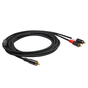 RCA Y Cable 1 RCA Male to 2 RCA Male Stereo Audio Cable Dual Shielded Gold Plated 6.5Ft Amplifier TV Mixer CD DVD Players Y Adap