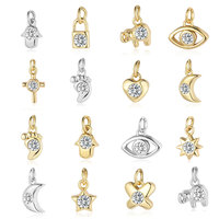 Accessoires DIY en cuivre et zircon, petits pendentifs et breloques de mode argentés, motifs papillon princesse, œil d'éléphant, pied et cadenas