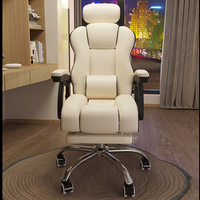 Fauteuil de Bureau de Direction Luxe en Cuir Blanc, Type Racing, Inclinable et Pivotant, Ergonomique et Confortable
