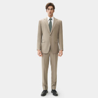 Costume homme kaki de haute qualité en laine mélangée TR, simple boutonnage, entoilage thermocollé, revers en pointe, pour affaires et mariage