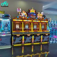 Machine d'arcade Redemption avec figurine de guerrier personnalisée, décoration supérieure, bande lumineuse néon jaune, garantie 12 mois, cabinet métallique pour salle de jeux