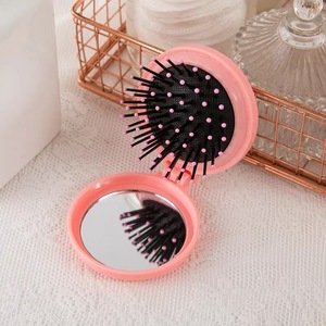 OEM Mini katlanır cep Pop-up saç fırçası kişiselleştirilmiş cep hava yastığı tarak ayna Detangling seyahat taraklar ortak bit tarak - Product Image 6