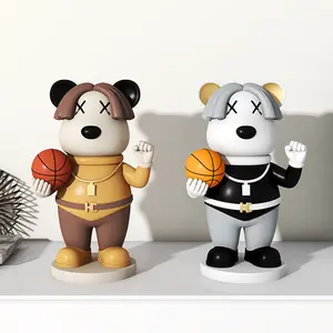 批发定制创意篮球熊门廊地板桌面摆件卡通篮球熊雕塑男孩房间摆件