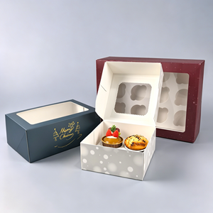 Customized 4-Hole Cupcake <b>Box</b> Eco-Friendly Recycled <b>Cake</b> Container Mini Cupcake Boxes Food Packaging Custom Packaging <b>Box</b> - Product Image 1