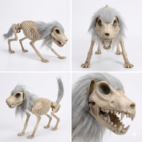 Décoration de fête d'Halloween De Long Z308, squelette de chien en plastique avec fourrure, pour anniversaire, carnaval, utilisation en intérieur/extérieur