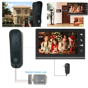 VIDEW Kabel Video Bel Pintu Sistem Interkom Apartemen Interkom Kit dengan Monitor Warna 7 Inci dan Kamera HD Penglihatan Malam untuk Rumah