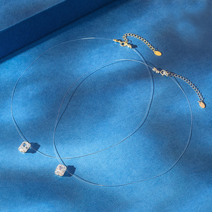 Bijoux délicats pour femmes <span class=keywords><strong>Collier</strong></span> flottant invisible en <span class=keywords><strong>nylon</strong></span> transparent avec zircon et diamant - Product Image 4