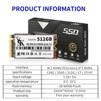 SSD Internal M.2 PCIe NVMe 2242 Baru untuk Laptop/PC 128GB/256GB/512GB 1200MB/s Baca 1100MB/s Tulis Wireless Single Notch