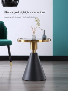Home Luxury Edge Round Marble Sofa Corner <strong>Gold</strong> Tube Hotel <strong>Small</strong> Tea <strong>Table</strong> - Product Image 3