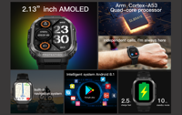 Reloj Inteligente DM63 GPS de 2GB+16GB con Wifi y Tarjeta SIM 4G, Sistema Android 8.1, Bluetooth, Cámara, Video, Resistente al Agua IP67