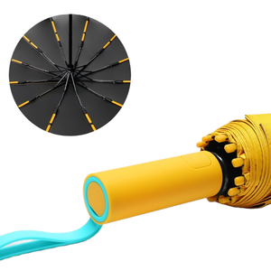 Customizable Logo 23''*12k Fiber Fully-Automatic Folding Rain Umbrella with Modern PP Handle UV Protection Business Gifts