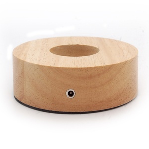 Hiện đại sồi gỗ 3D Đêm LED RGB ấm pha lê bóng phát sáng cơ sở pin-powered điều khiển từ xa handmade ánh sáng ban đêm - Product Image 5