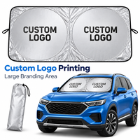 Pare-soleil de pare-brise avant personnalisé avec logo, double anneau, pliable, réfléchissant, pour fenêtre de voiture, 150x70cm, pour cadeaux promotionnels automobiles