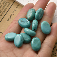 5 perles ovales plates vintage en turquoise, perles géométriques en pierres précieuses, breloques intercalaires à trou droit pour la fabrication de bijoux et d'artisanat DIY