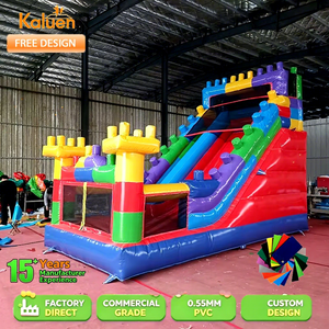 Castello Gonfiabile a Blocchi, Casa Rimbalzante con Scivolo e Combinazione di Giochi, con Soffiatore, per Noleggio Commerciale, Parco Giochi per Bambini - Product Image 1