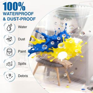 Plastic Drop Cloth 9x12 Ft 0.5MIL <b>Waterproof</b> Paint Protection For Floor Furniture And Vehicle Covering - Product Image 2