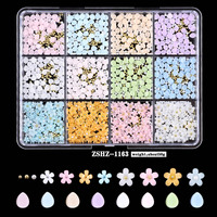 Nouveau 12 grilles/boîte coloré cinq pétales fleur Caviar perles ongles accessoires 3D résine ongles strass bricolage manucure breloques