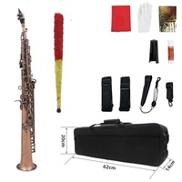 Bb Straight Soprano Saxophone Lacquered Finish Professional Woodwind Brass Musical Instrument Adjustable